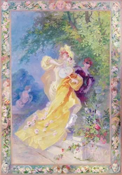 El dominó amarillo, diseño para un tapiz o alfombra, 1908